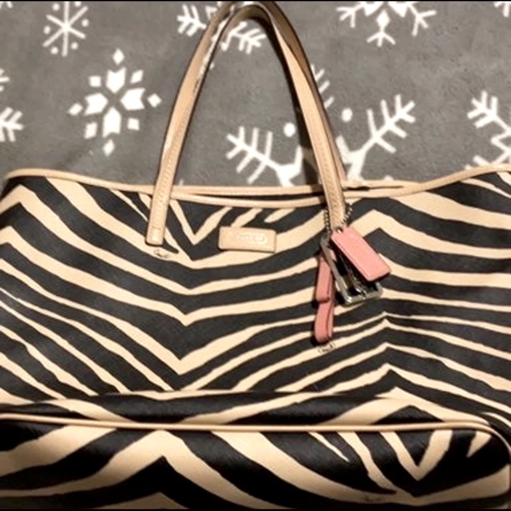Zebra print Coach tote bag